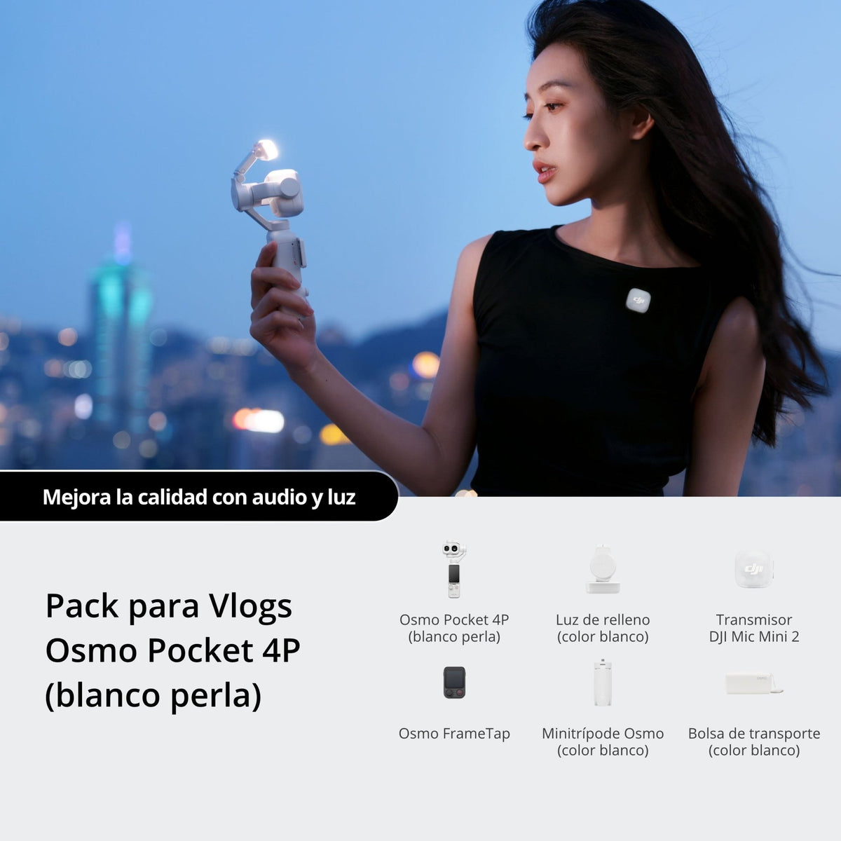 Pack para Vlogs Osmo Pocket 4P (blanco perla) - DJI México