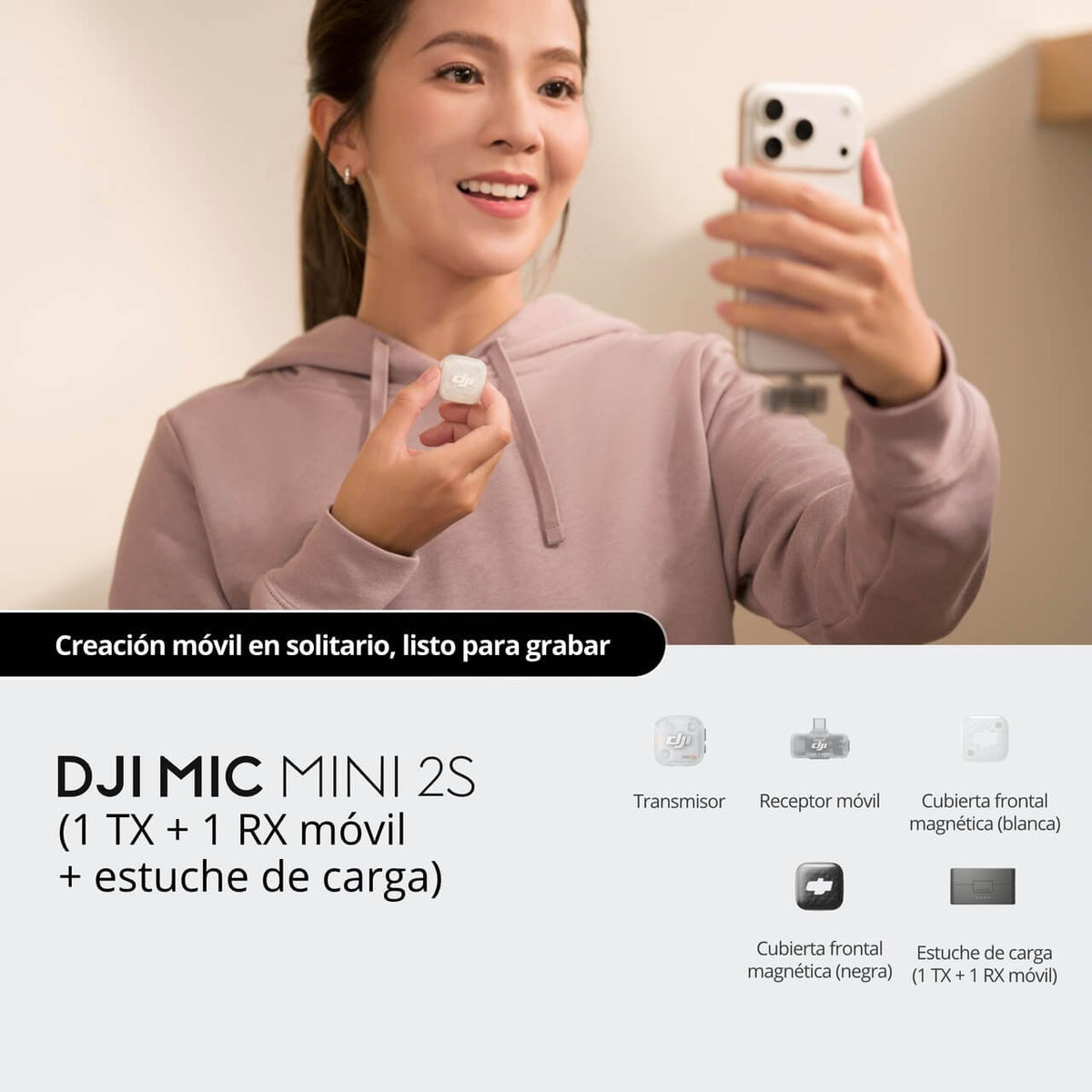 DJI Mic Mini 2S (1 TX + 1 RX móvil + estuche de carga) - DJI México